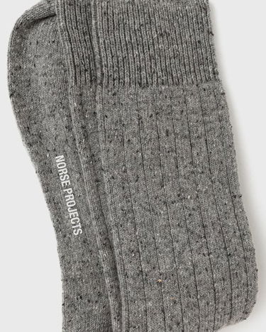 Sokker NORSE PROJECTS Bjarki Neps Wool Rib Sock Grå | N82-0008-1500, 2