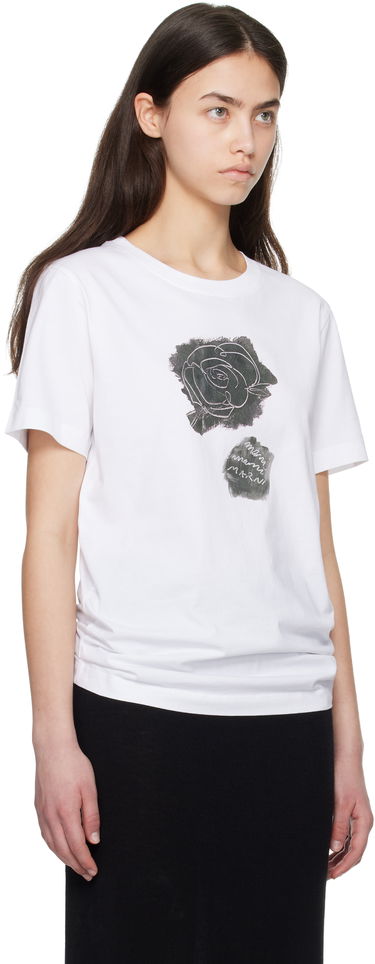 T-shirt Marni Marni Brushed Rose Cotton Jersey T-Shirt Hvid | THJE0293PA USCX64, 1