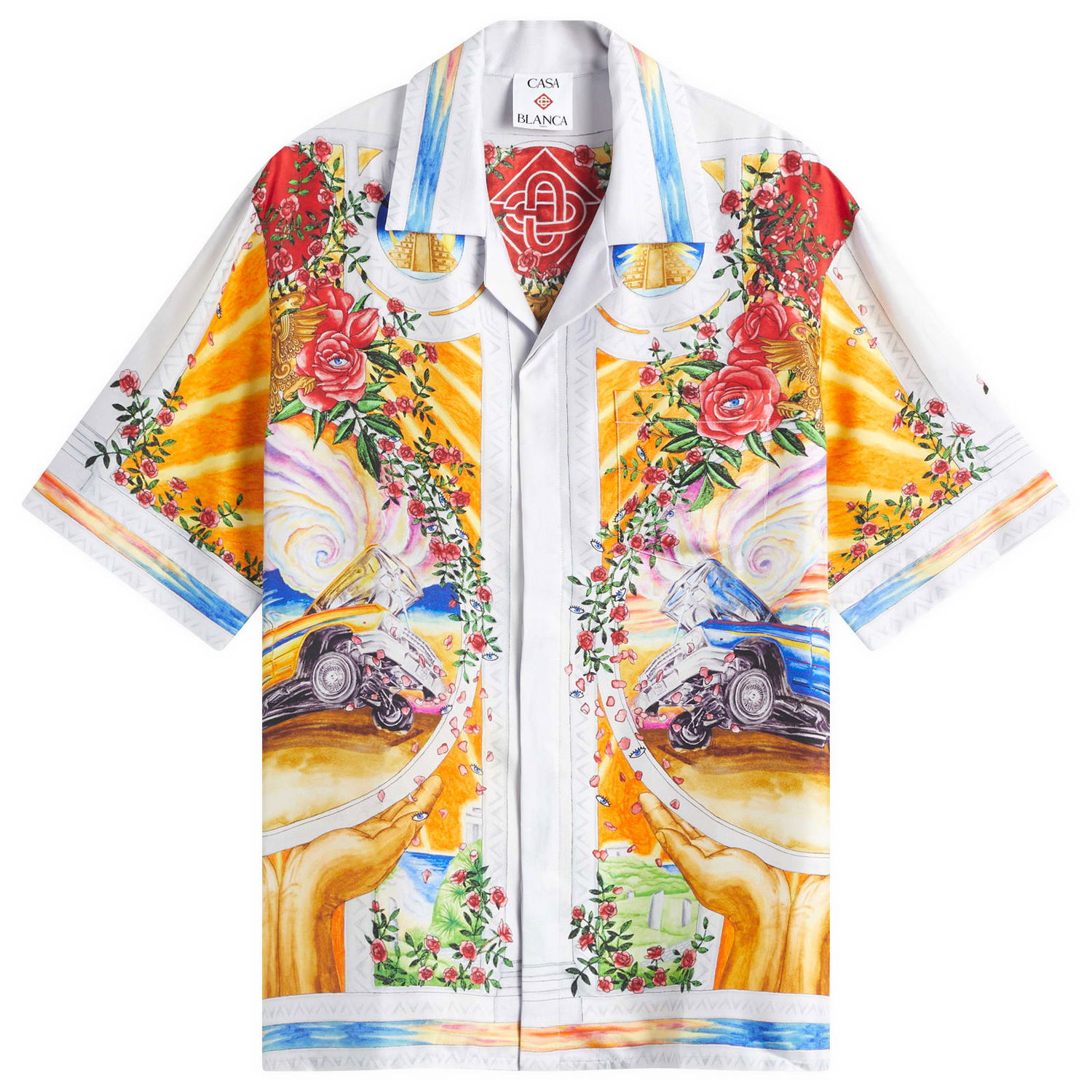Skjorte Casablanca Casablanca Silk Cuban Collar Short Sleeve Shirt Flerfarvet | U-MS25-SH-003-05, 0