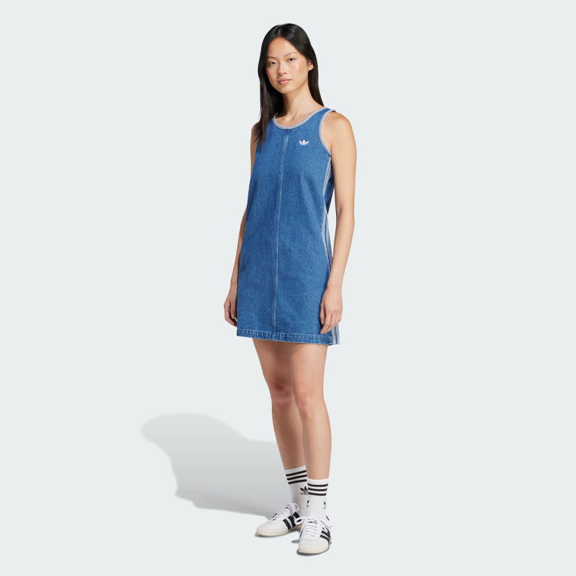 Kjole adidas Performance Adicolor Denim 3-Stripes Tank Dress Blå | JD2580