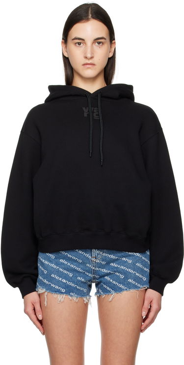 Sweatshirt Alexander Wang Puff Logo Cropped Hoodie Sort | 4CC3242101, 0