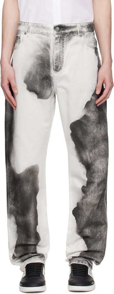 Jeans Balmain Balmain Regular Fit Moon Print Jeans Hvid | EH0MI043DE39, 0