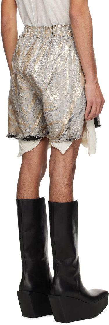Shorts Rick Owens Rick Owens Hollywood Boxers Cracked Metallic Drawstring Shorts Metalisk | RR01E5306 SGMC, 2