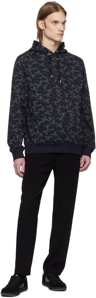 Sweatshirt Balmain Balmain All-Over Label Print Hoodie Sort | EH1JT047GE38, 3