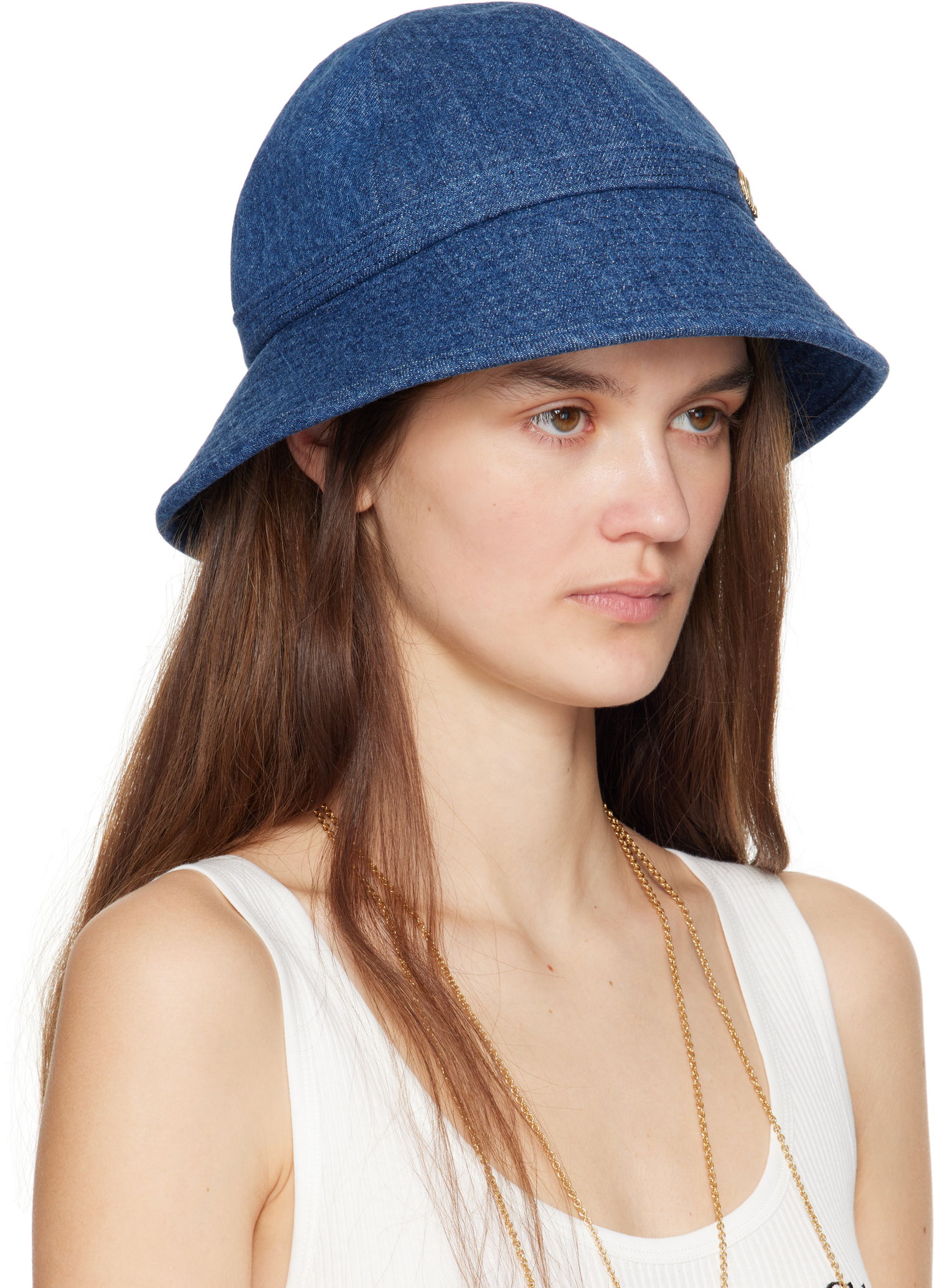 Hat CHLOÉ Chloé 'The Chloé' Iconic Denim Bucket Hat Blå | CHC25SD020GDN, 1