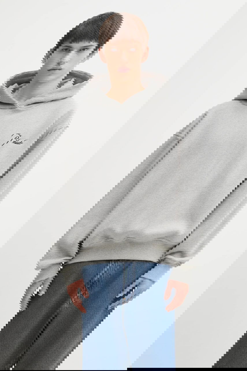 Sweatshirt Rhude Classique Plain Hoodie Grå | RHFW25HO03829, 0