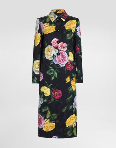 Frakker Dolce & Gabbana Dolce & Gabbana Single-breasted Peony and Rose-Print Brocade Coat Sort | F0W2RTFS9AHHN5IY, 0