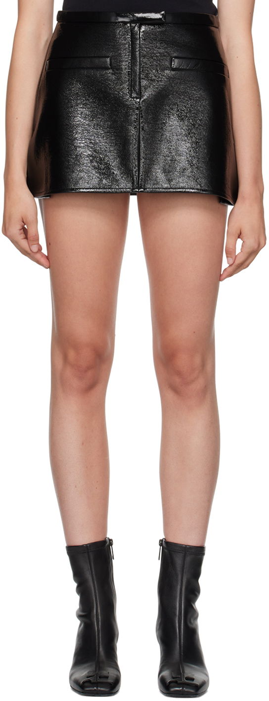 Nederdel Courrèges Courrèges Women's Trapeze Leather Miniskirt Sort | 323CJU116VY0014
