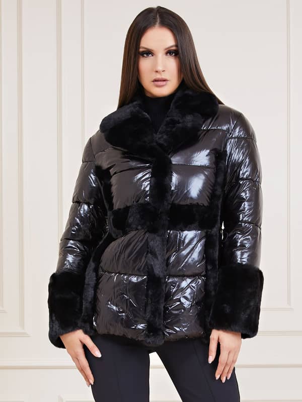 Puffer jakke GUESS Marciano Faux Fur Details Sort | 2BGL429804Z, 0