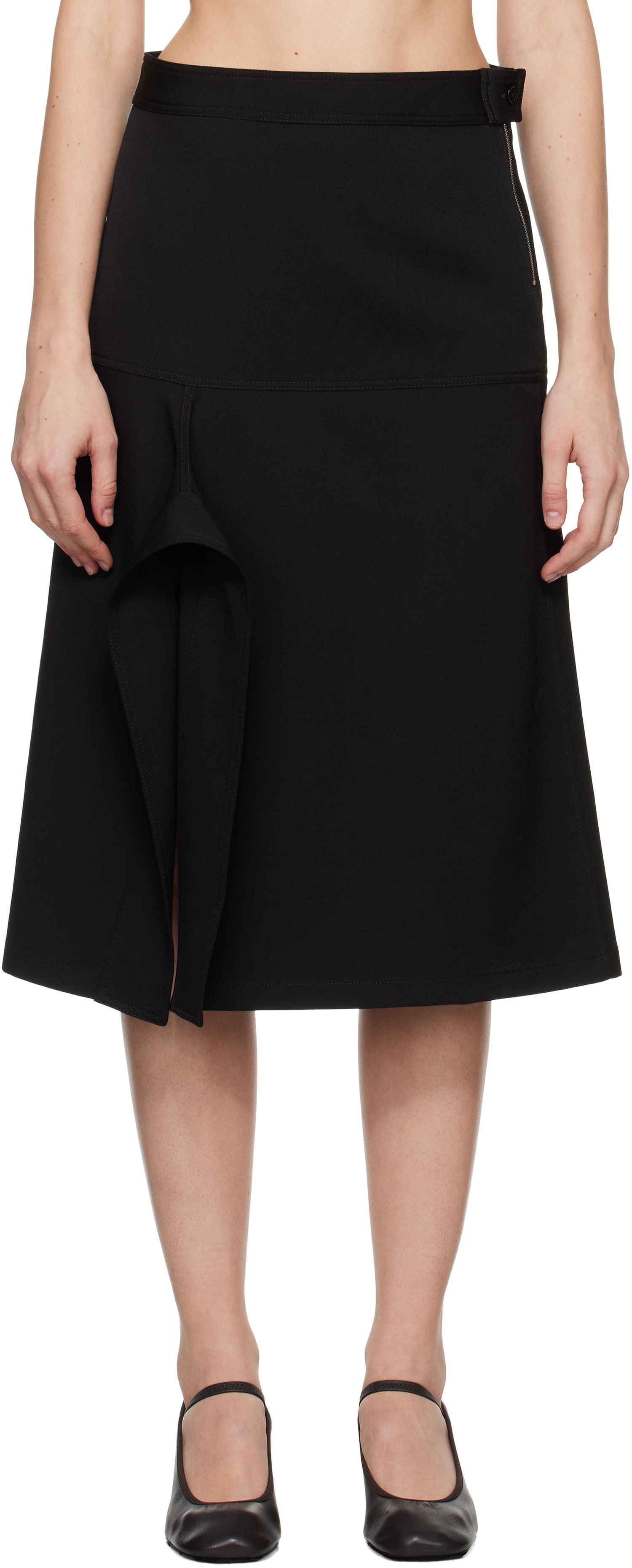Nederdel LEMAIRE Lemaire Asymmetrical Wrapover Midi Skirt Sort | SK1043 LF1317, 0