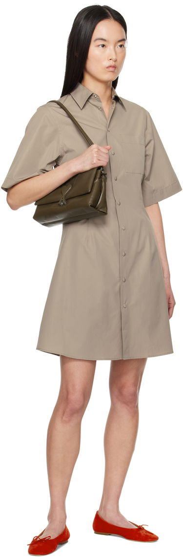 Kjole AMI AMI Paris Short Sleeve Shirt Minidress Beige | FDR162.CO0076, 3