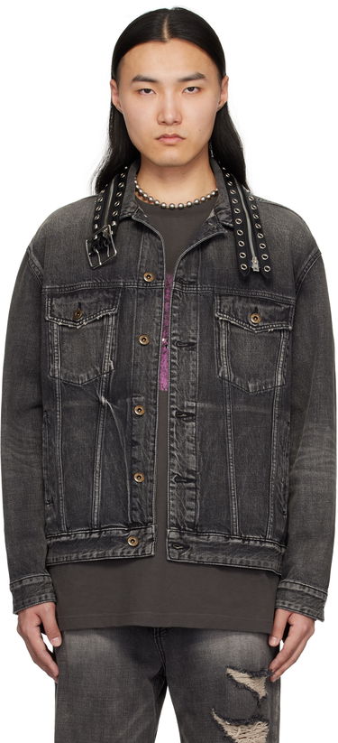 Jakke We11done We11done Belted Collar Denim Jacket Sort | WD-DJ0-25-315-U-BK, 0