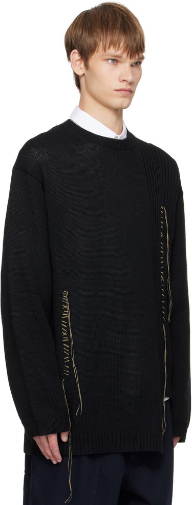 Sweater Yohji Yamamoto YOHJI YAMAMOTO Round Neck Stitch Detail Sweater Sort | HL-K25-196, 1
