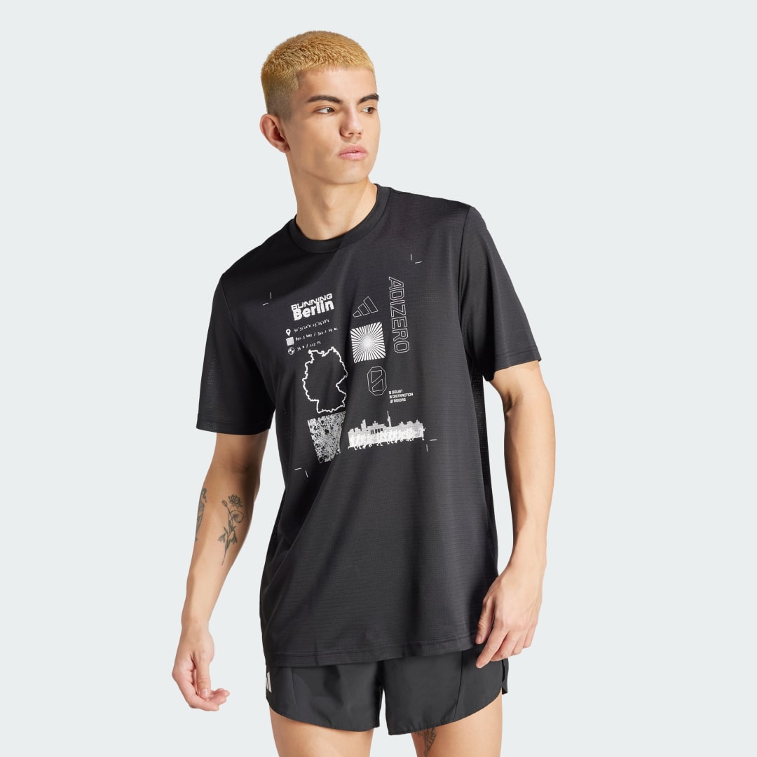 T-shirt adidas Performance Running Adizero City Series Graphic Tee Sort | IW5187, 1