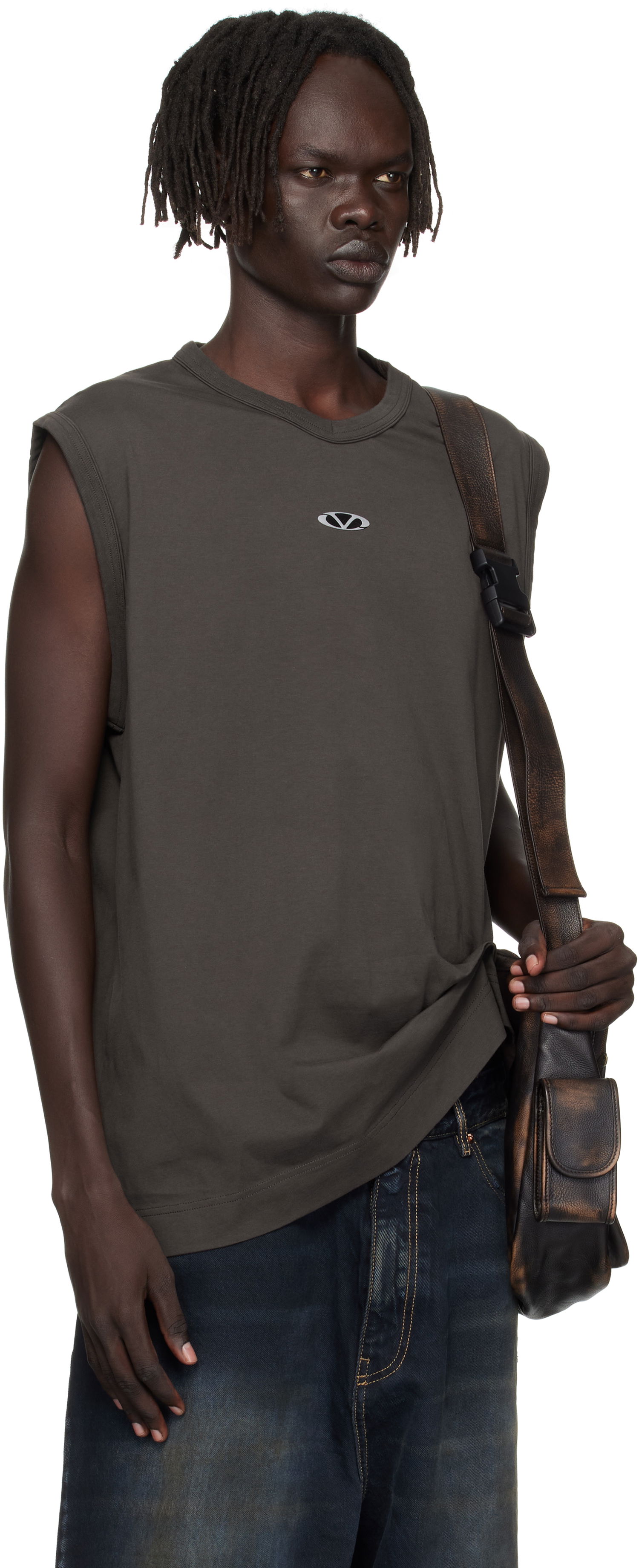 Tanktop VETEMENTS Vetements Oval Logo Jersey Tank Top Grå | UH76TR550C, 1