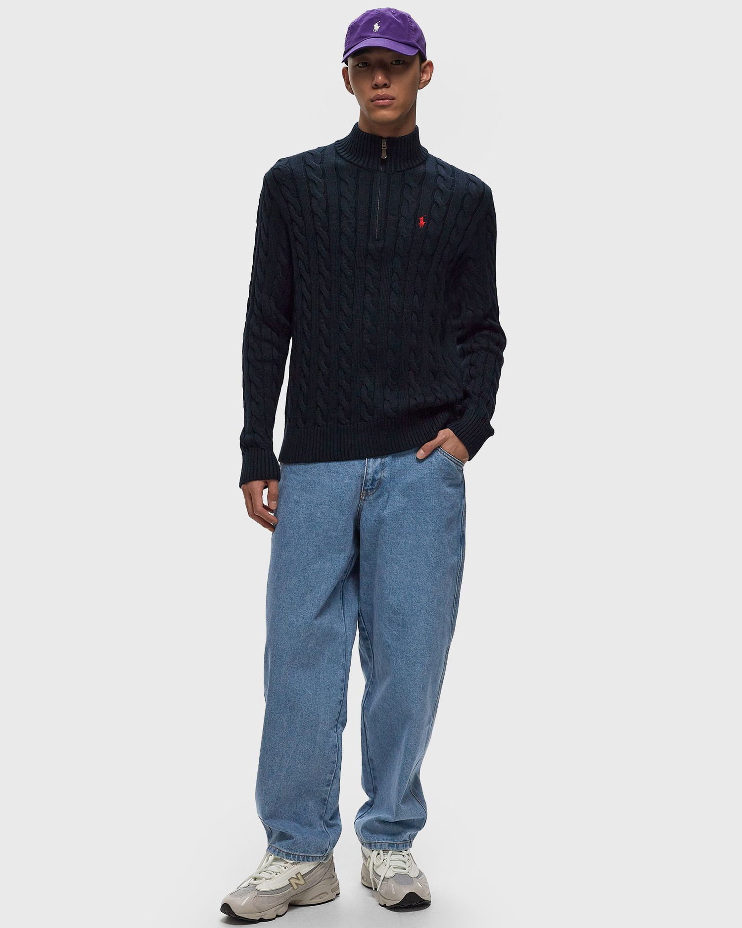 Sweater Polo by Ralph Lauren Ralph Lauren Cable-Knit Quarter-Zip Sweater Mørkeblå | 710810841001, 1