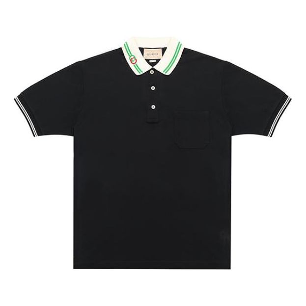 Polo skjorte Gucci Interlock Double G Short Sleeve Polo Shirt Sort | 658067-XJDI2-1043