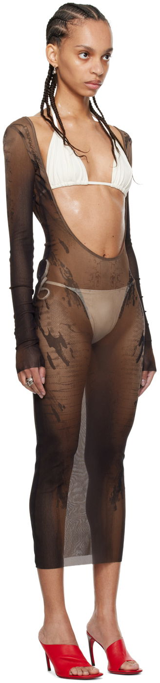 Kjole Jean Paul Gaultier Jean Paul Gaultier Shayne Oliver Edition Mesh Midi Dress Brun | 24/27-F-RO180-T550-6700, 1