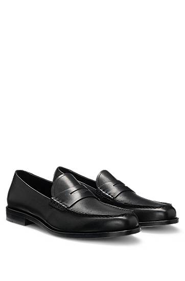 Sneakers og sko BOSS Smooth Leather Penny Loafers Sort | 50548278