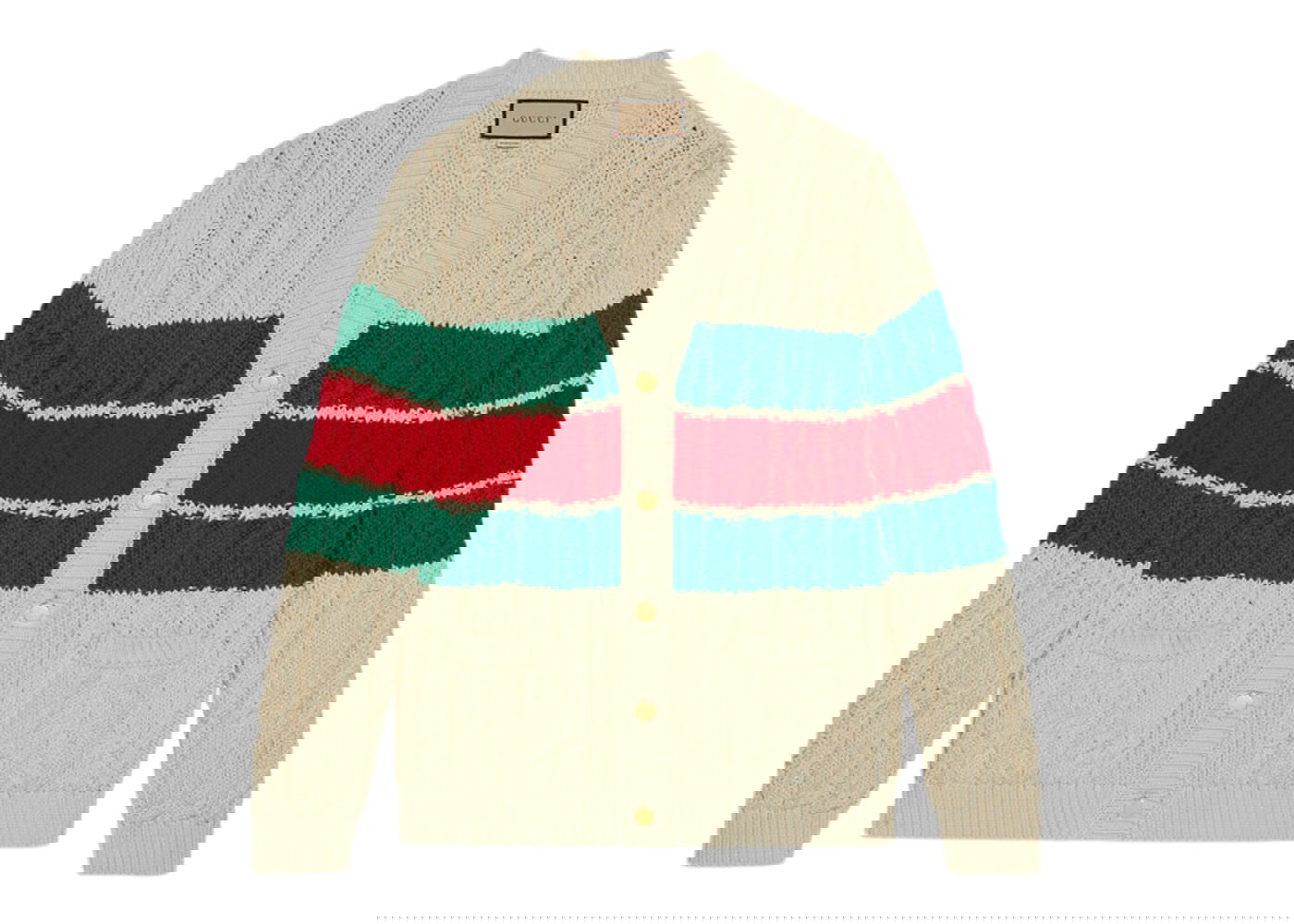 Sweater Gucci Cotton Web Cardigan Beige | 756259 XKDCU 9314, 0