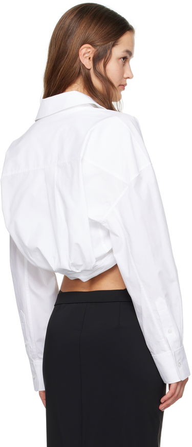 Skjorte Alexander Wang Layered Cropped Tie-Front Shirt Hvid | 4WC1241446, 2
