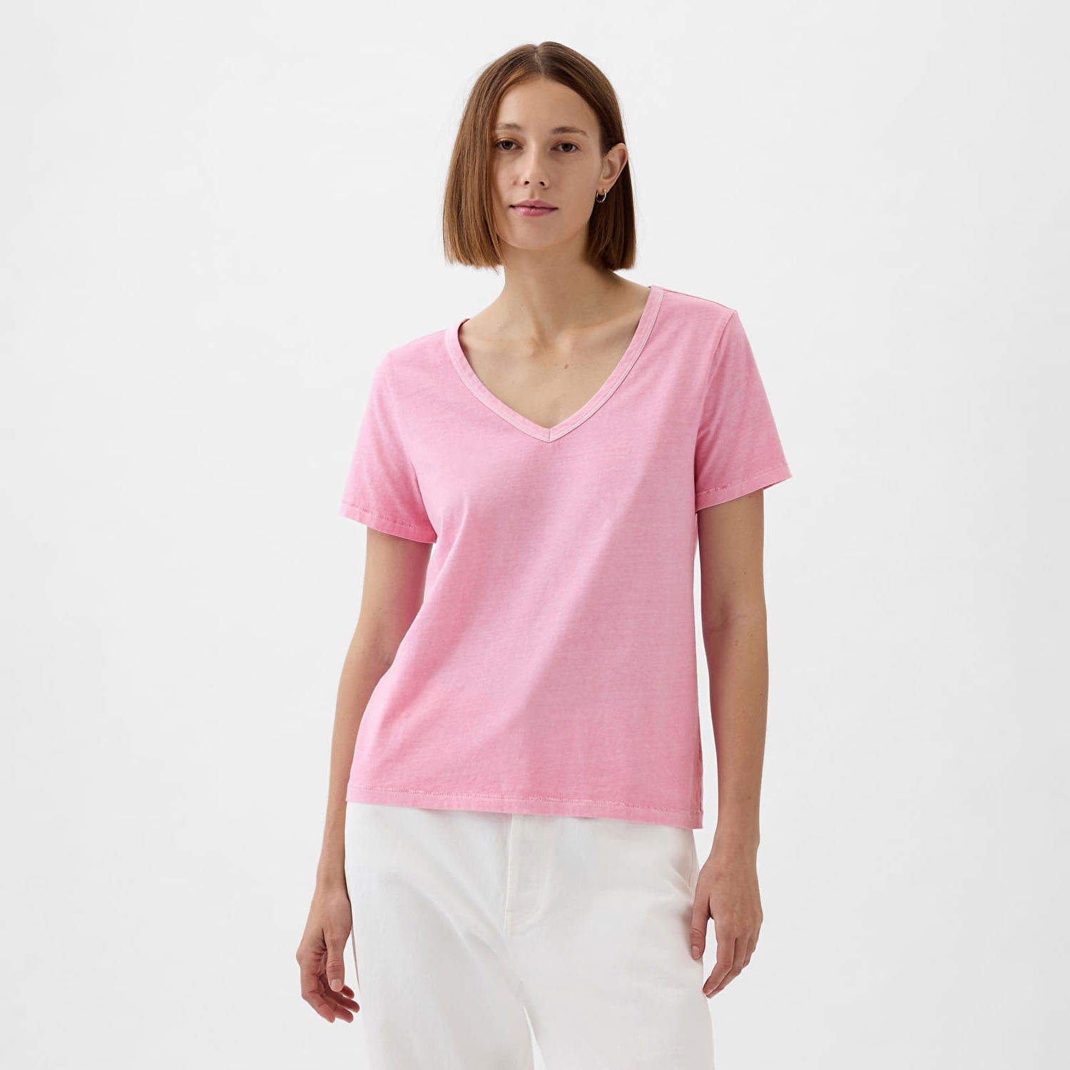 T-shirt GAP V-Neck Tee Sugar Pink Lyserød | 740140-67, 0