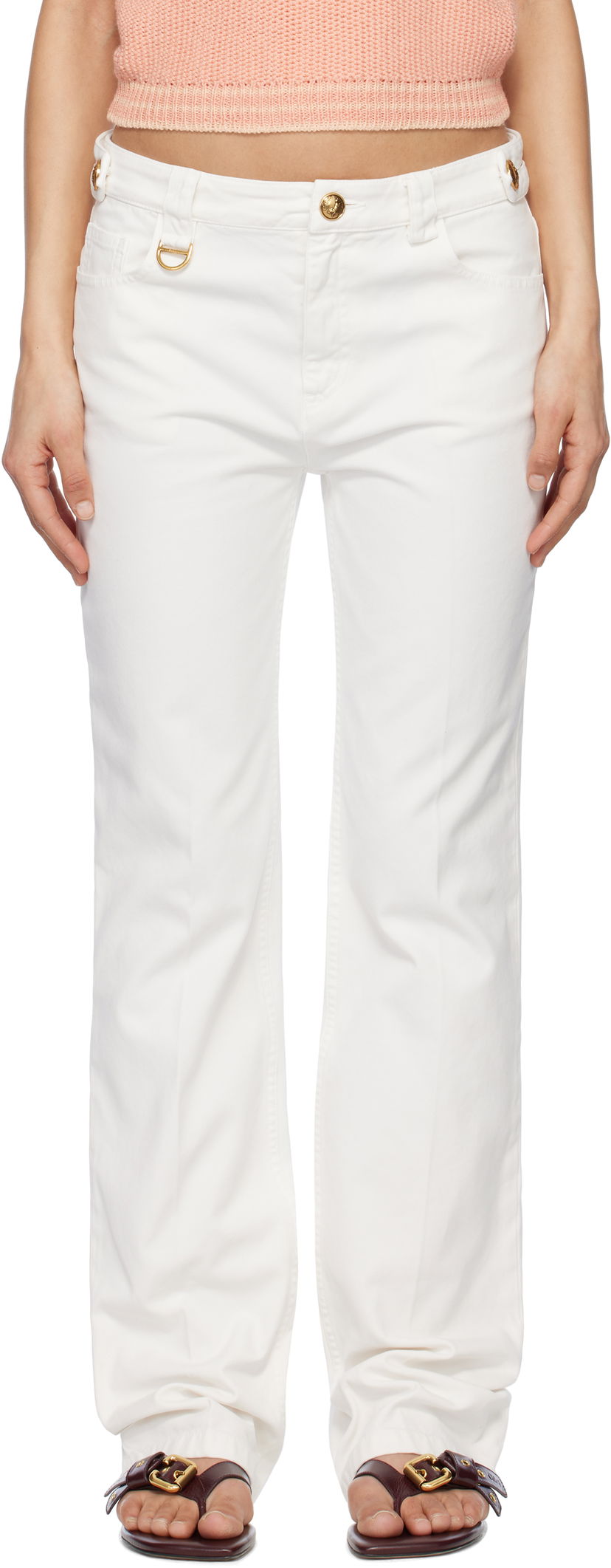 Bukser CHLOÉ Chloé Straight Leg Pants Hvid | CH25SPA12365