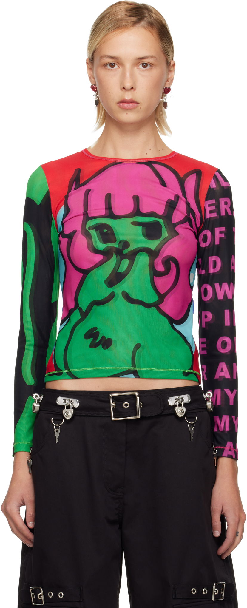 T-shirt Chopova Lowena Graphic Print Tiny Mesh Long Sleeve T-Shirt Flerfarvet | 2416