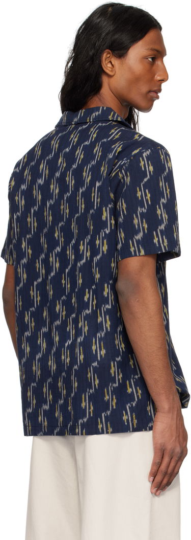 Skjorte Nudie Jeans Nudie Jeans Arvid Ikat Shirt Mørkeblå | 140879, 2