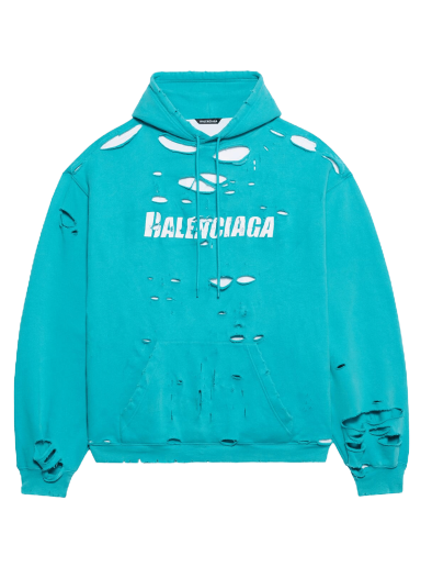 Sweatshirt Balenciaga Destroyed Hoodie Turkis | 659403 TKVB6 4661