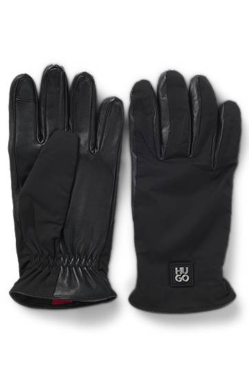 Handsker BOSS Hybrid gloves in nylon and leather Sort | 50548758