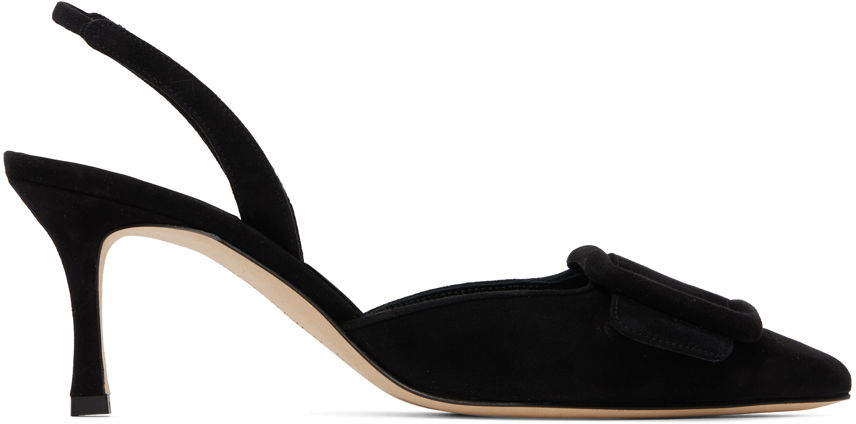 Tilbehør Manolo Blahnik Manolo Blahnik Maysli Slingback Suede Pumps Sort | 219-0182, 0
