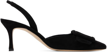 Tilbehør Manolo Blahnik Manolo Blahnik Maysli Slingback Suede Pumps Sort | 219-0182, 0