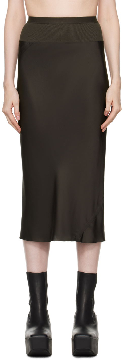Nederdel Rick Owens Gray Porterville Knee Bias Midi Skirt Sort | RP02D3332 SCH