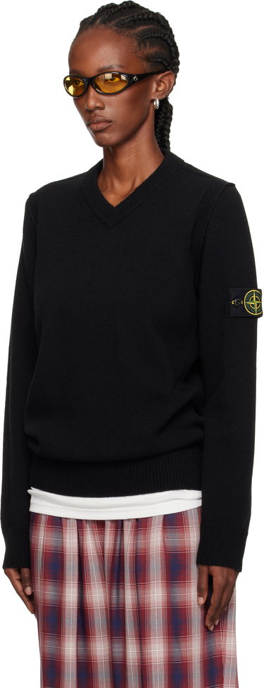 Sweater Stone Island Stone Island Lambswool V-Neck Sweater Sort | K2S15 5100033 S00A3, 3