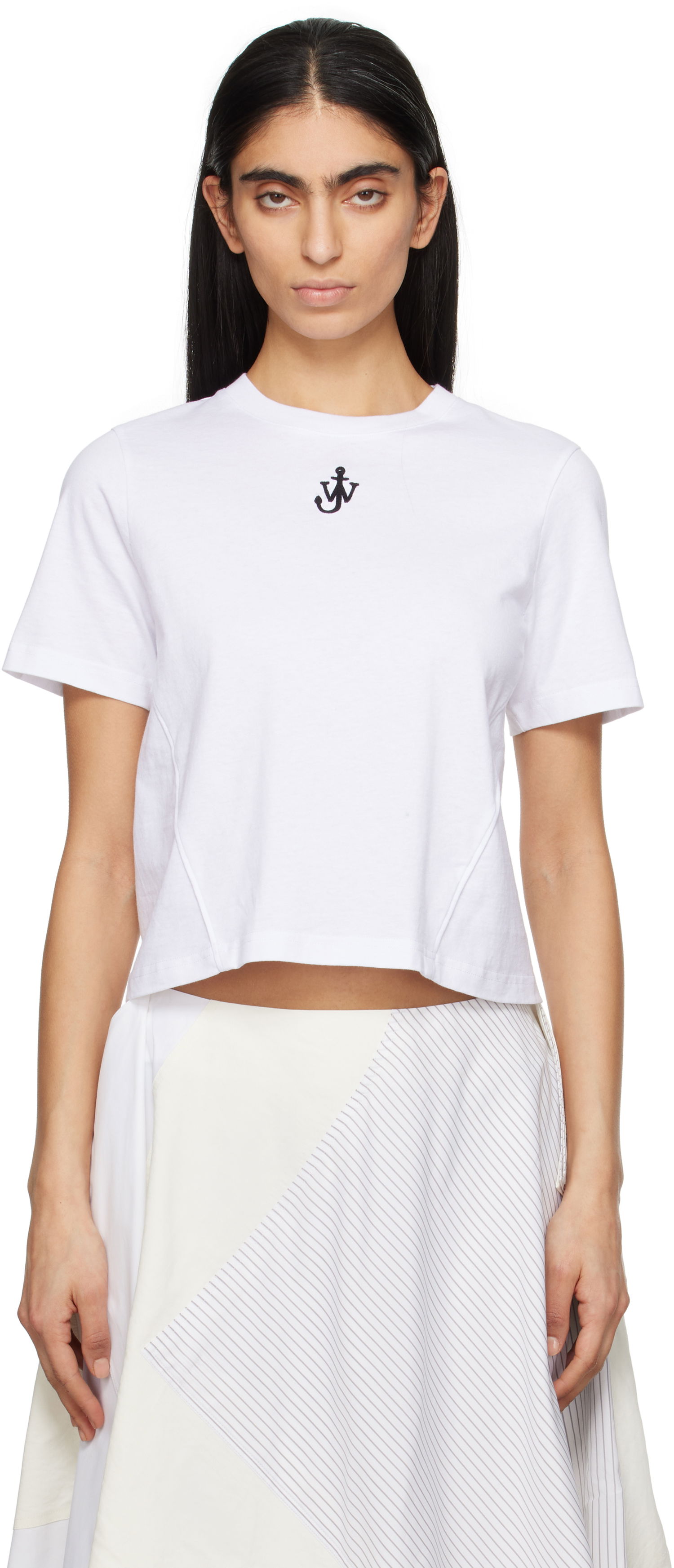 Crop top JW Anderson JW Anderson Anchor Logo Cropped T-Shirt Hvid | JT0259-PG1715, 0