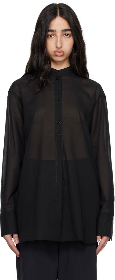 Skjorte TOTEME TOTEME Stand-Collar Sheer Shirt Sort | 252-WRT0427-FB0372, 0