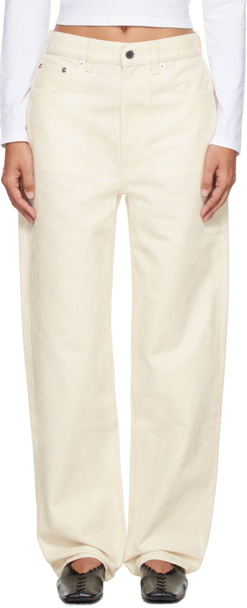 Jeans Loulou de Saison Loulou de Saison Asmar Velvet Jeans Hvid | ASMAR