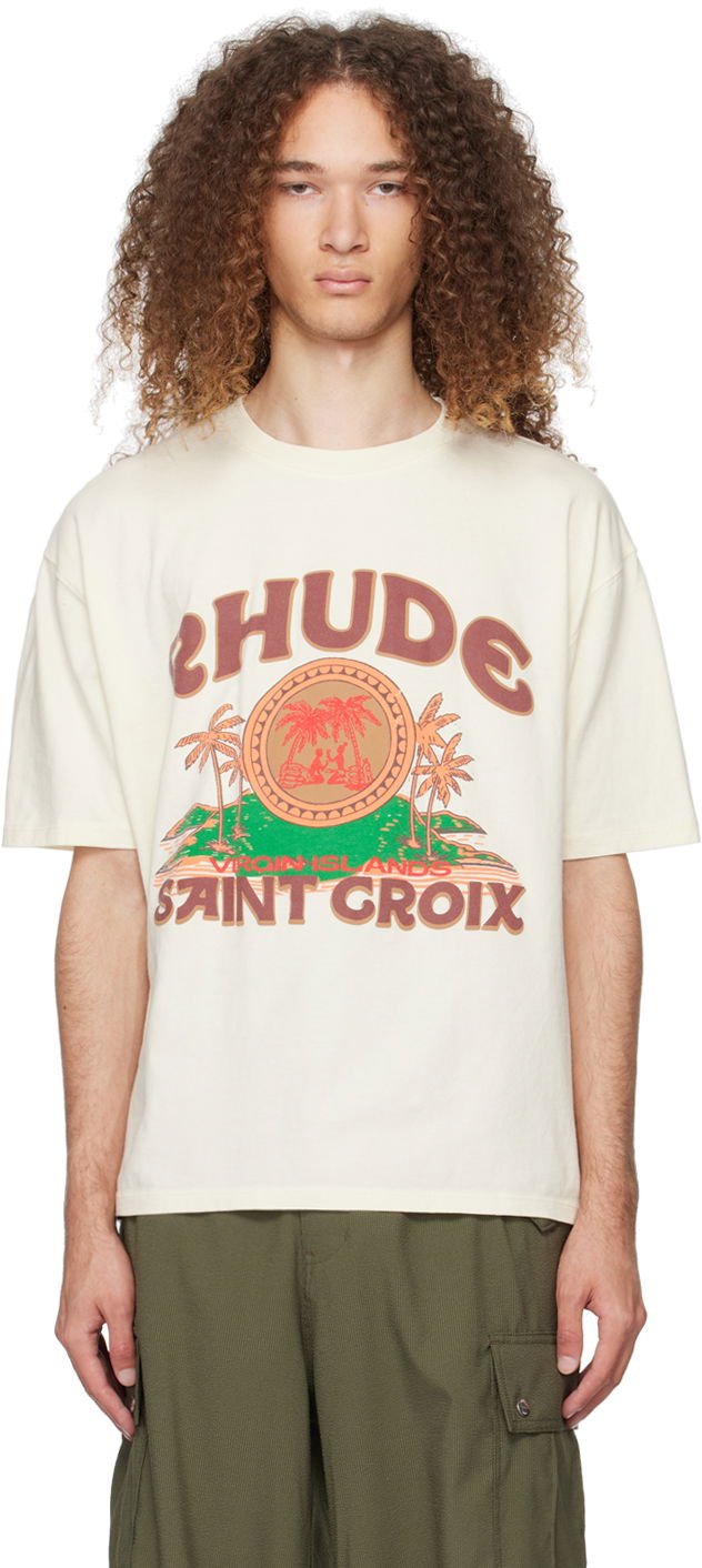 T-shirt Rhude 'Saint-Croix' T-Shirt "Off-White" Hvid | RHPS24TT11012611