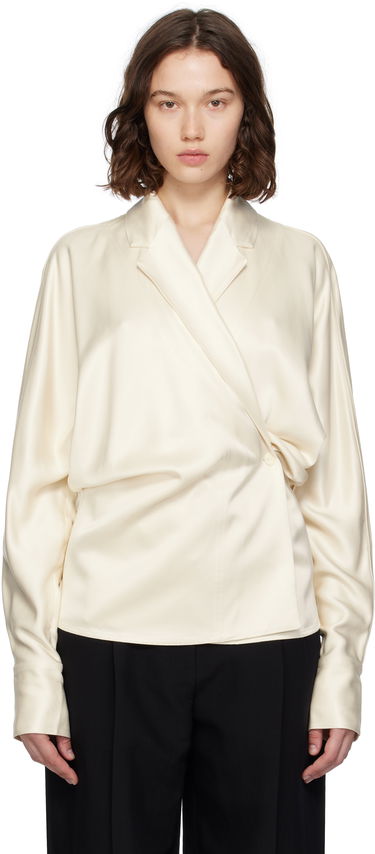 Skjorte TOTEME TOTEME Wrap Satin Blouse Beige | 253-WRT0543-FB0382, 0