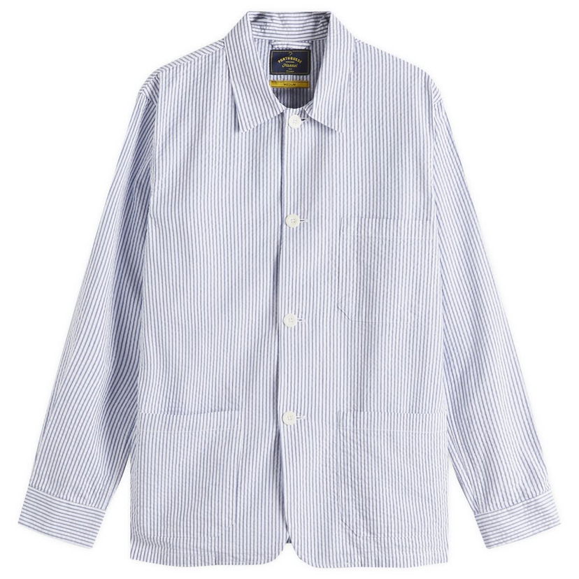 Skjorte Portuguese Flannel Labura Stripe Seersucker Chore Jacket, Size Large Blå | SS25-049-BLW