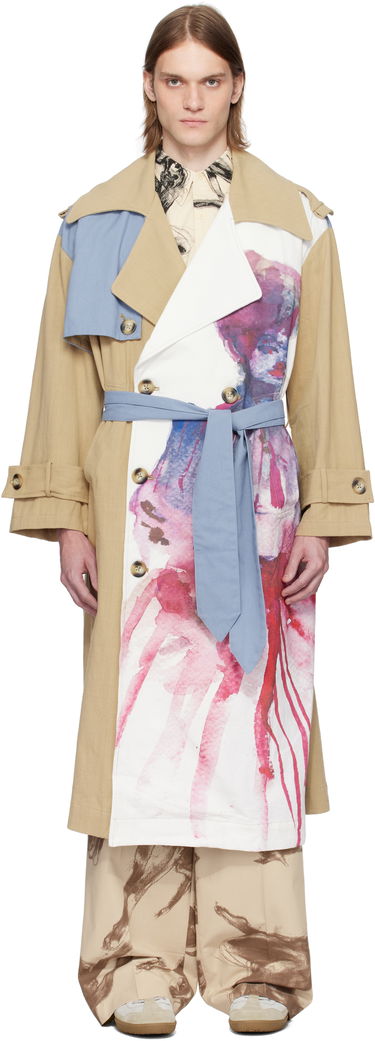 Trenchcoat KidSuper KidSuper Painted Girl Trench Coat Beige | SS25-OW-23, 0