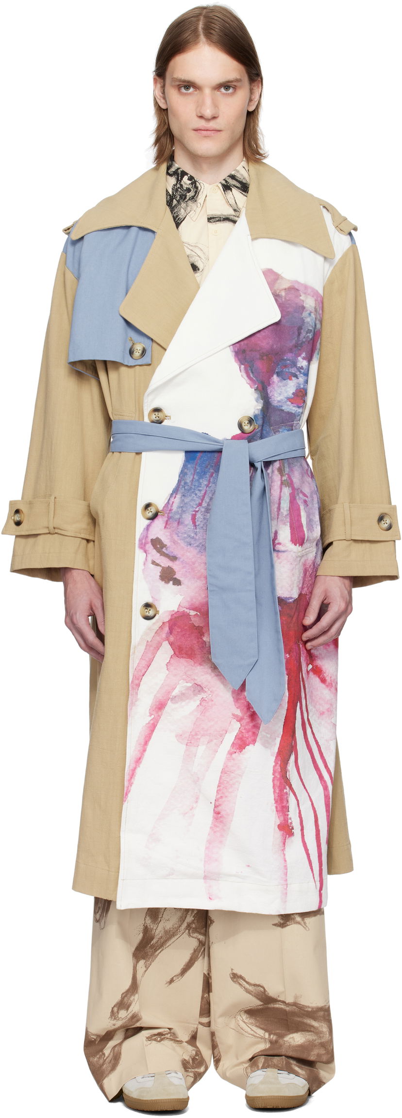 Trenchcoat KidSuper KidSuper Painted Girl Trench Coat Blå | SS25-OW-23