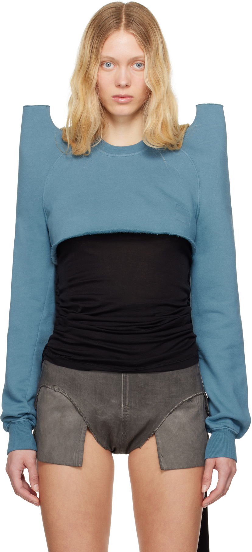 Sweater Rick Owens Rick Owens DRKSHDW Hollywood Cropped Sweatshirt Blå | DS01E3213 F