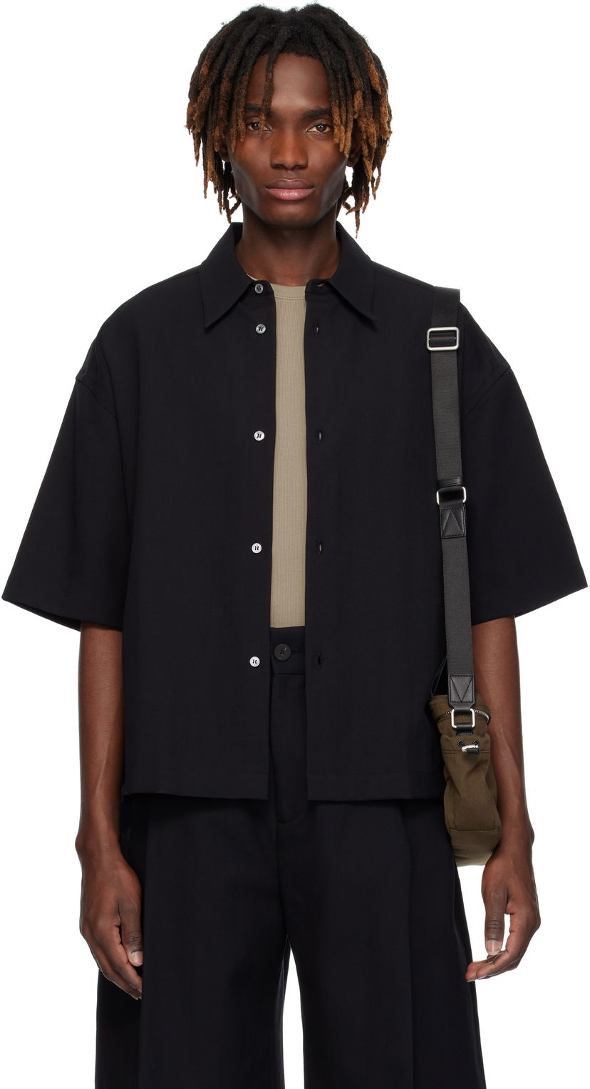 Skjorte Studio Nicholson Studio Nicholson Sanko Boxy Shirt Sort | SANKO SNM - 1267