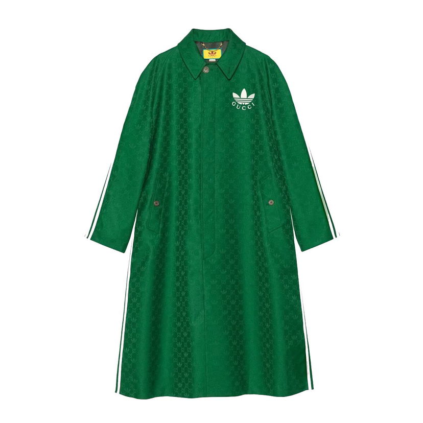 Frakker Gucci adidas x GG Trefoil Jacquard Coat Green Grøn | 715841 ZAKUN 3229