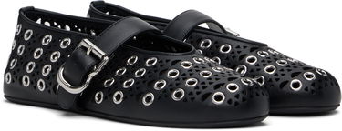 Sneakers og sko Alaïa ALAÏA Vienne Lambskin Eyelets Ballerina Flats Sort | AA3A029CK277, 3