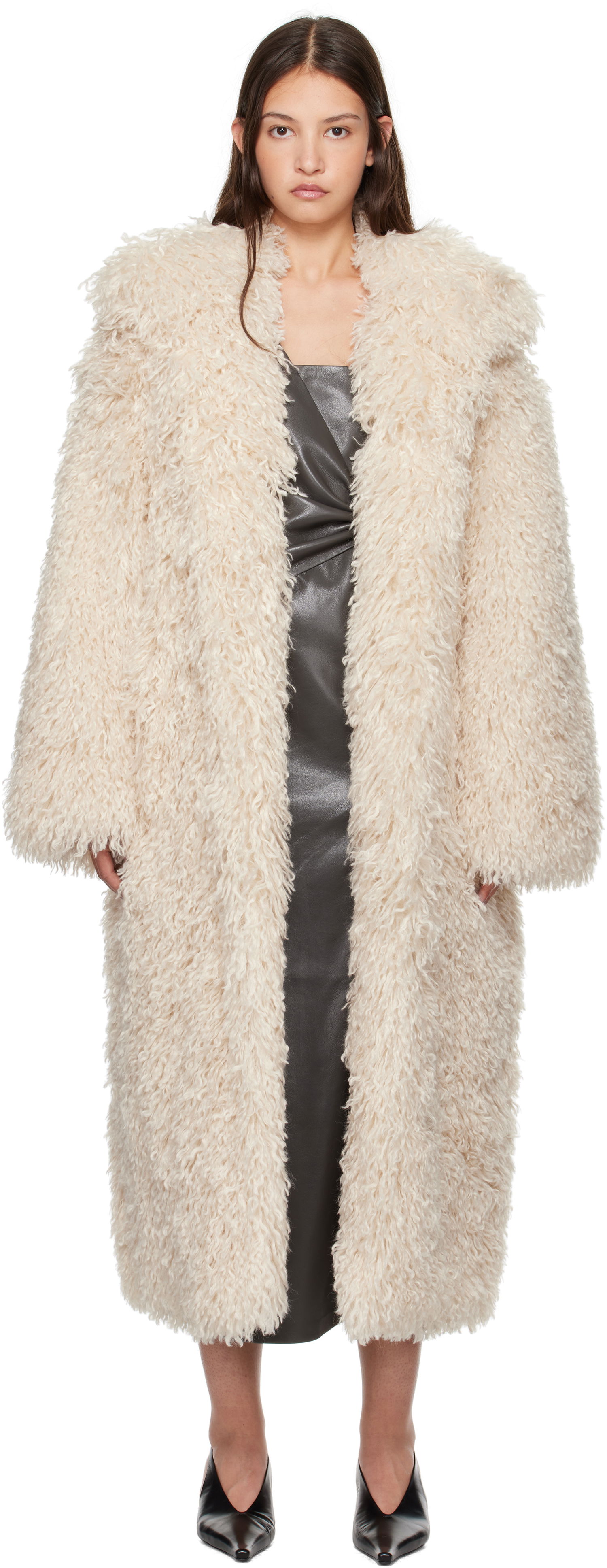 Frakker Nanushka Nanushka Kilah Faux-Fur Long Coat Beige | NU24FWOW40271, 0