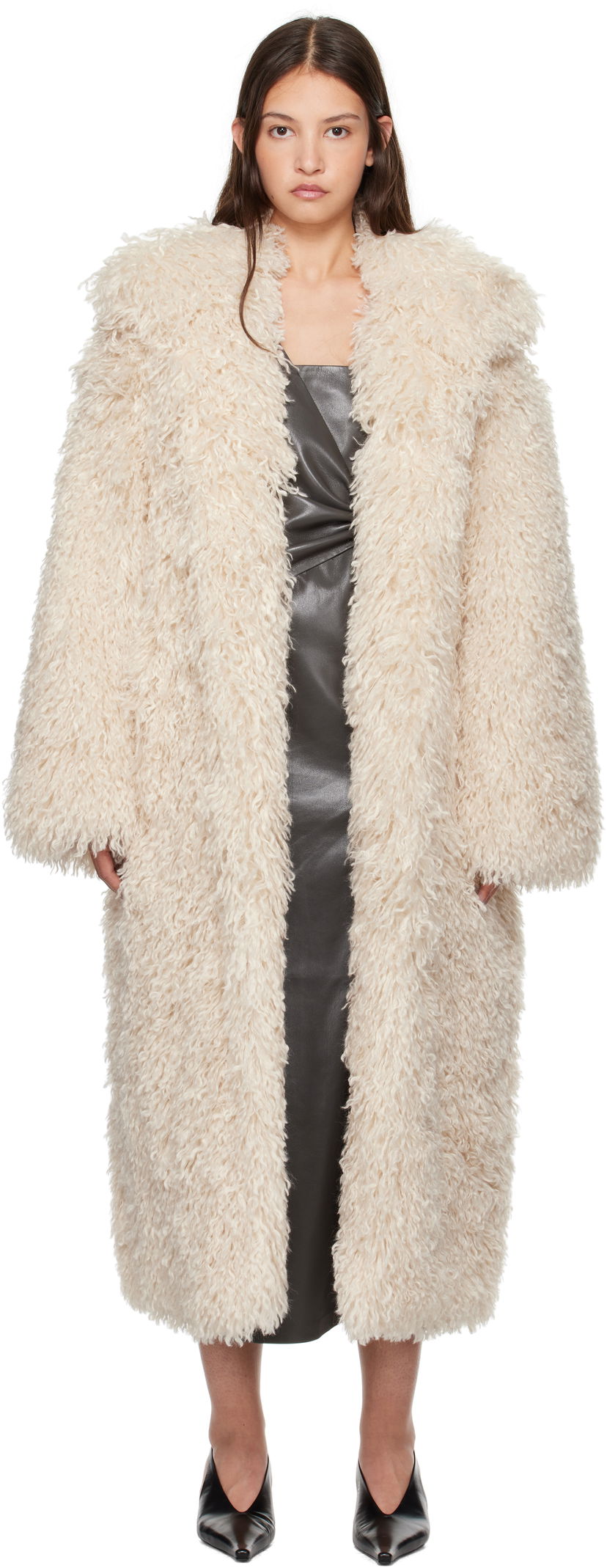 Frakker Nanushka Nanushka Kilah Faux-Fur Long Coat Beige | NU24FWOW40271