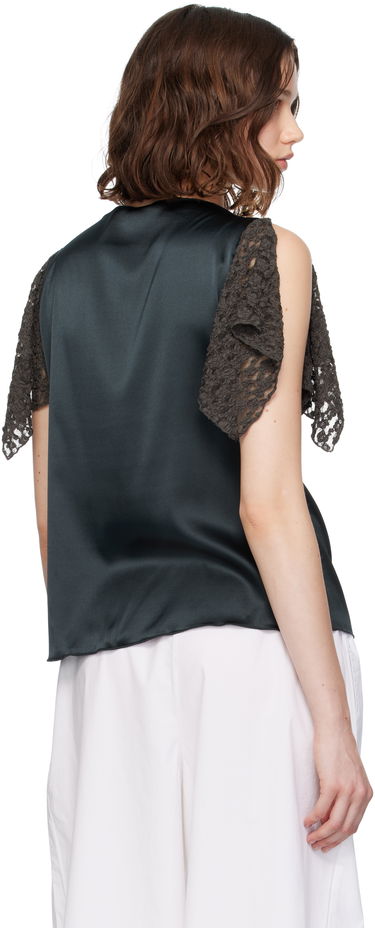 Tanktop Baserange Baserange Olin Silk Blouse with Lace Sleeves Grøn | TOOL-SS-SU25, 2